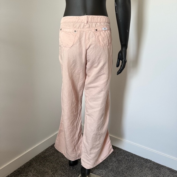 🌿 Armani Collezioni Blush Pink Wide-Leg Pants – Size 12 – Cotton Hemp Blend - Picture 4 of 7